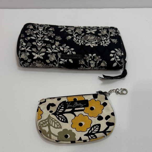 Vera Bradley Black and Yellow Floral Wallet Set - Picture 1 of 7